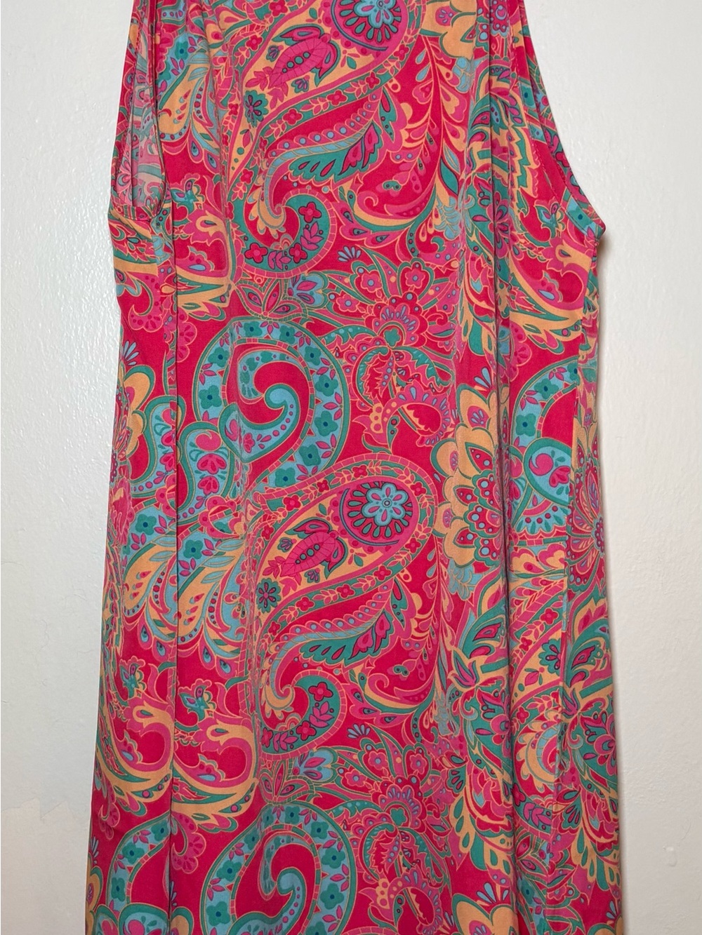 Source Unknown Pink Teal Paisley Maxi Dress